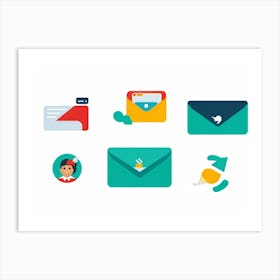 Business Communication Icons Flat Design Minimalistic For Web And Applications Include Envelope (1) Art Print