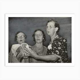 Three Women Singing From One Hymnal, Pie Town, New Mexico By Russell Lee Art Print