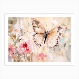 Butterfly And Flowers 4 Art Print