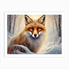 Majestic Winter Fox 2 Art Print