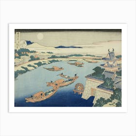 Moonlight On The Yodo River , Katsushika Hokusai Art Print