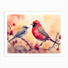 Two Birds Mixed Media Art Print