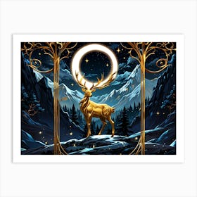 Deer In The Moonlight 1 Art Print