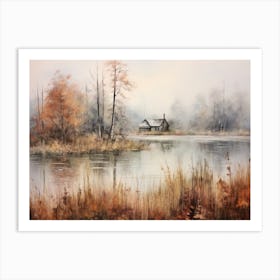 A Painting Of A Lake In Autumn 64 Art Print