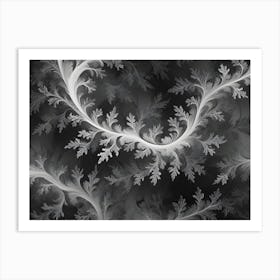 An Abstract Design With Swirling, White Tendrils On A Dark Background Art Print