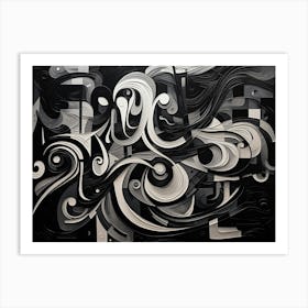 Harmony And Discord Abstract Black And White 5 Art Print
