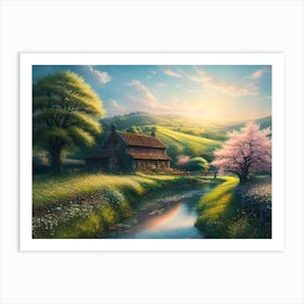 House By The Stream Art Print