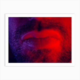 Macro Close Up On Man Mouth With Serious Facial Expression 1 Art Print