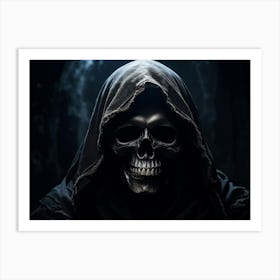 Grim Reaper Skull Pitch Black Hollow Eye Sockets Swallowing The Light A Faint Glow Emanating From (3) Art Print