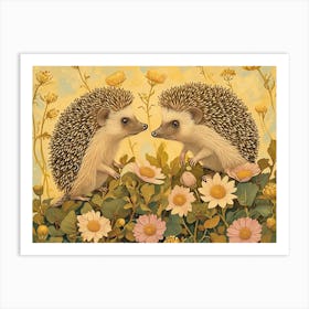 Floral Animal Illustration Hedgehog 4 Art Print