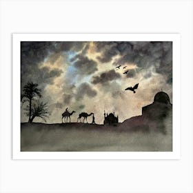 Desert Landscape watercolor Art Print