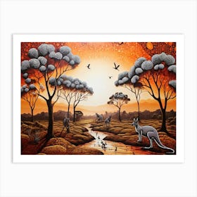 Default Australian Aboriginal Dot Painting Style Art Landscape 1 (3) Art Print