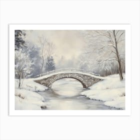 Winter Bridge Over The Stream Art Print