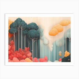 Dreamlike colored forest illustration Art Print