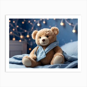 Teddy Bear In Bed Art Print