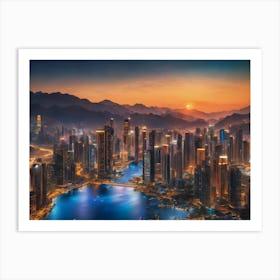 Dubai Skyline At Dusk Art Print