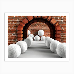 Golf Balls In A Brick Wall Art Print