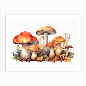 Watercolor Mushrooms 1 Art Print