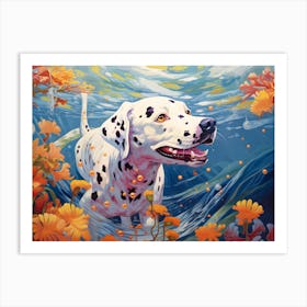 Dalmatian Dog Swimming In The Sea Art Print