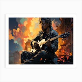 Guitar Player In A City 2 Art Print