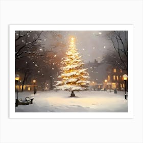 Christmas Tree In The Snow 2 Art Print