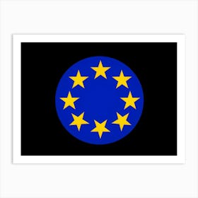 European Union Flag Featuring Five Luminous Yellow Stars Scattered Equidistantly Against A Deep Blue Póster