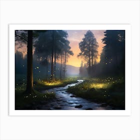 Fireflies In The Forest Paintings Art Print 1 Art Print