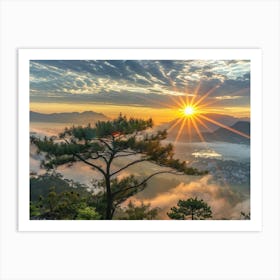 Sunrise Over A Mountain Art Print