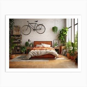 Bedroom With A Bicycle 2 Art Print