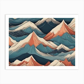 Mountains In Blue And Orange Art Print