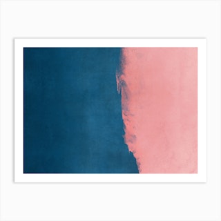 Minimal Landscape Pink And Navy Blue 01 Art Print