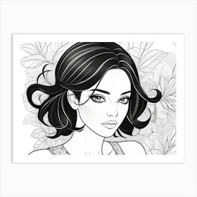 Black And White Drawing Of A Woman Art Print