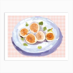 A Plate Of Figs, Top View Food Illustration, Landscape 7 Art Print