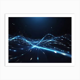 Abstract Blue Light Wave Art Print