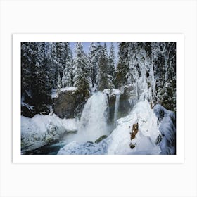 Snow Covered Winter Waterfall - McKenzie River Art Print