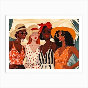 Four Women In Hats Art Print