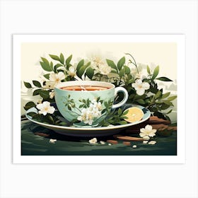 Tea Cup With Flowers Art Print