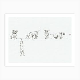 A comedy of dogs Art Print