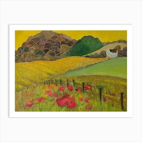 Wall Art, Beautiful Kent, Poppies in the Field Art Print