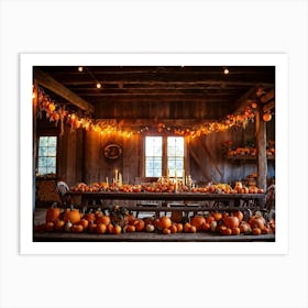 A Traditional Rural Barn Decked Out For An October Thanksgiving Festival Nostalgic Wooden Beams Glo (3) 1 Art Print