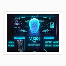 Cyber Interface Showing Neural Connectivity And Artificial Intelligence Fusion Sleek Holographic Pa (3) Art Print