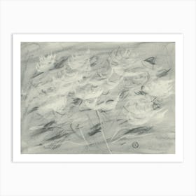 Abstract Floral Grey Beige Charcoal Graphite Art Print