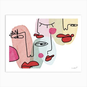 Abstract Faces Of Group Of People Art Print