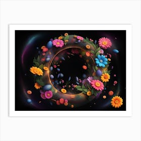 Floral Wreath Letter O Art Print