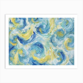 Blue And Yellow Swirls 1 Art Print