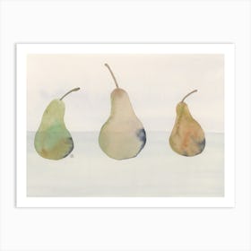 Three Pears watercolor painting minimal minimalist hand painted kitchen art still life food  Art Print