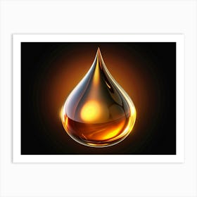 A Single, Glowing Drop Of Golden Oil Against A Dark Background Art Print