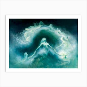 Mermaids Dancing in the Sea by Karl Wilhelm Diefenbach (1851-1913) Oil Painting | Mystical Art HD Remastered Immaculate Art Print