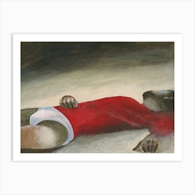man sleeping homoerotic painting gay art bedroom red underwear bulge hands beige figurative hand painted Art Print