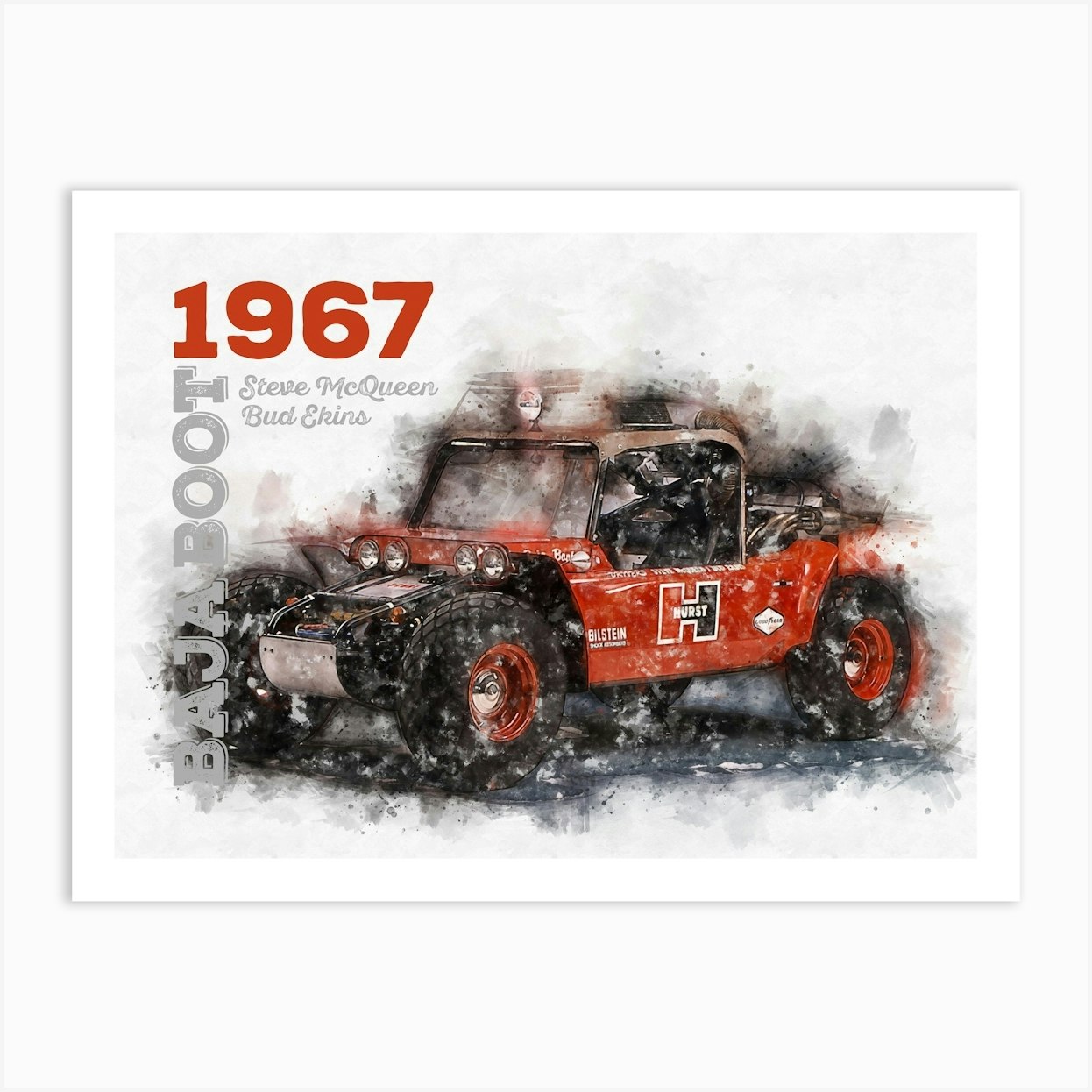 Baja Boot, Steve Mcqueen, Bud Ekins, Off Road Racing Buggy, 1967 Art Print by Theo's Picture Factory